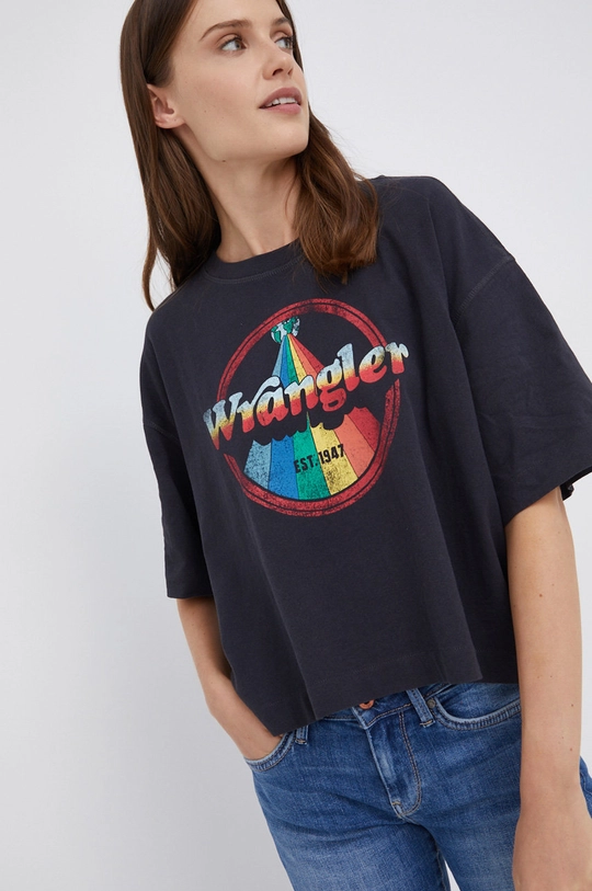 czarny Wrangler T-shirt bawełniany Damski