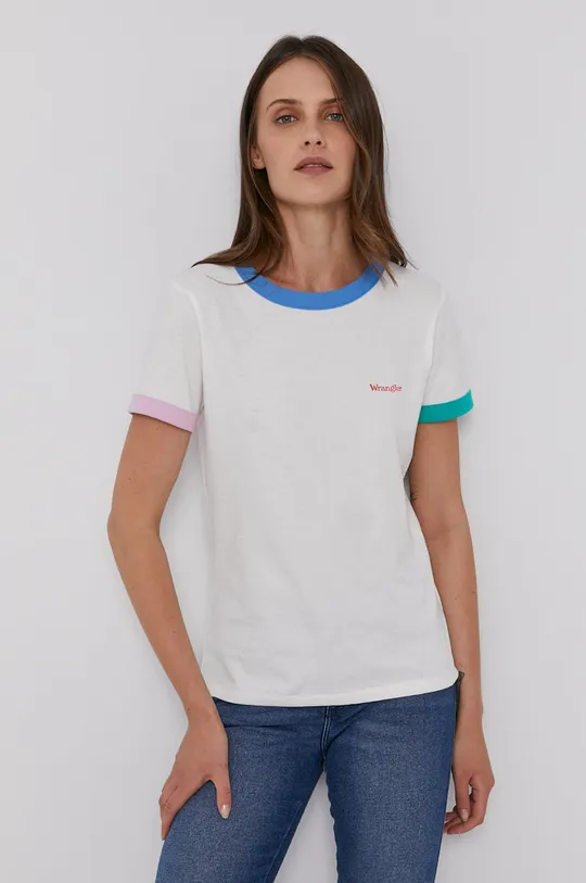 білий Бавовняна футболка Wrangler Жіночий