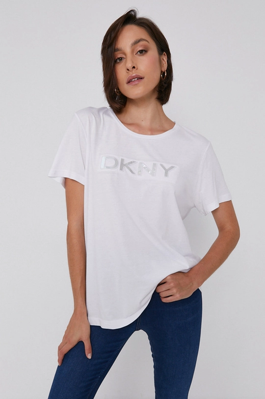 biały Dkny T-shirt P0DH7CNA Damski