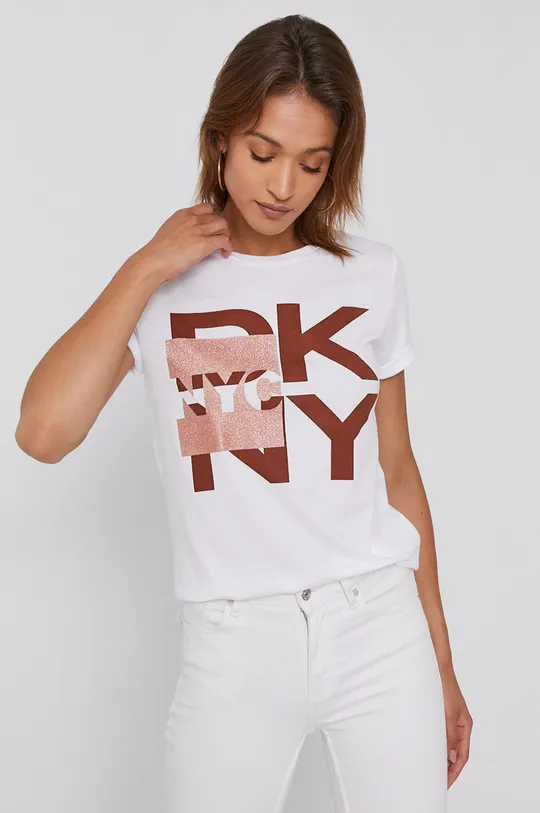 biały Dkny T-shirt P0EBCCNA Damski