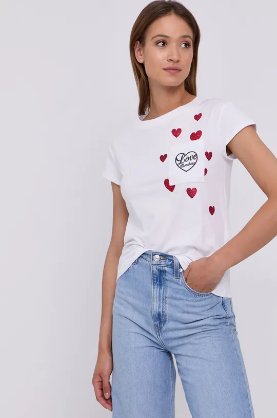 biały Love Moschino T-shirt Damski