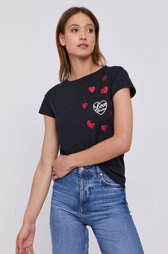 czarny Love Moschino T-shirt Damski