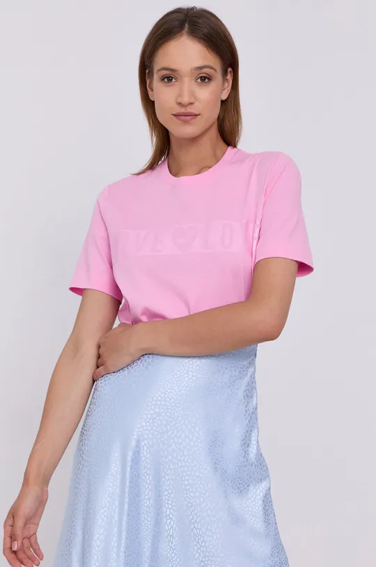 różowy Love Moschino T-shirt Damski