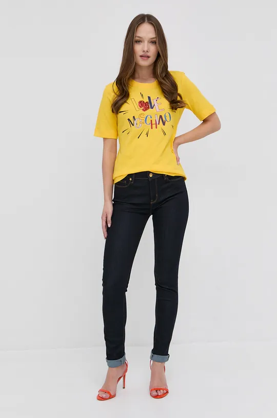 Love Moschino T-shirt bawełniany żółty