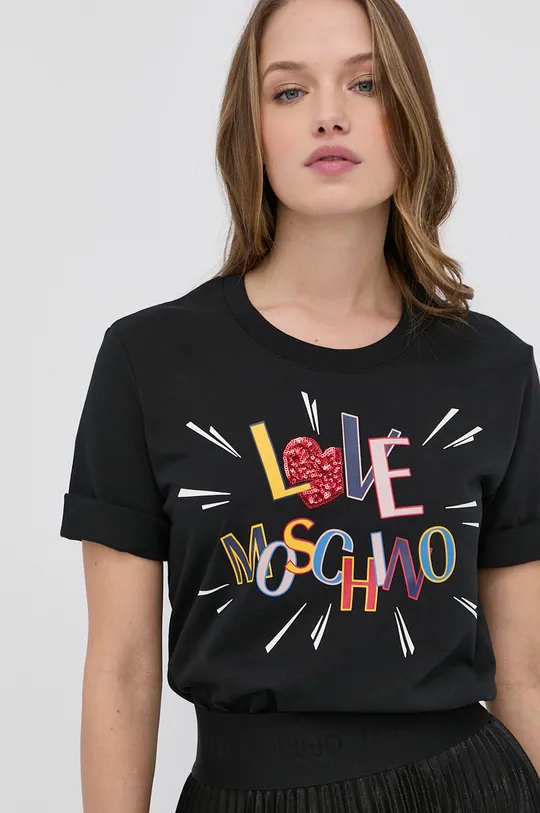 Love Moschino T-shirt bawełniany czarny
