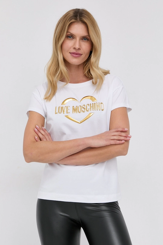 biały Love Moschino T-shirt