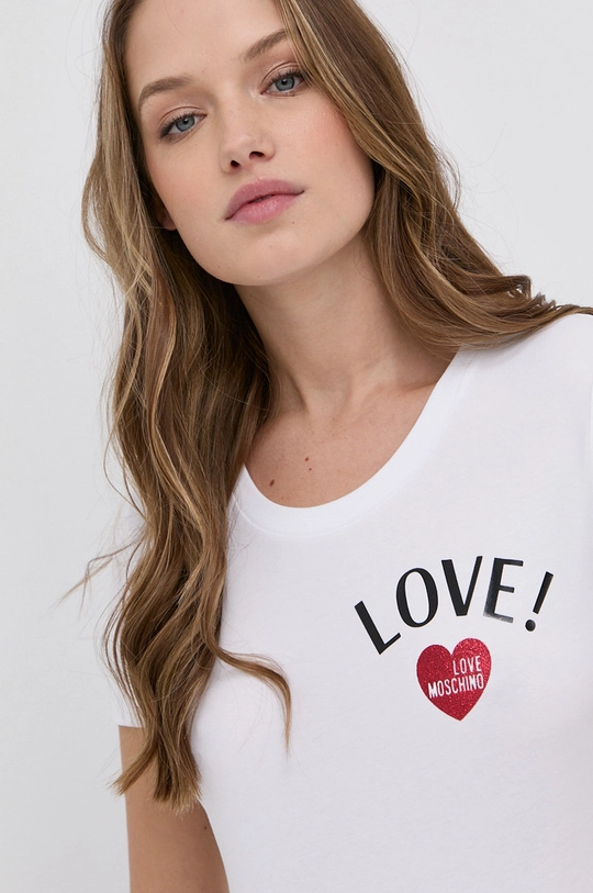 biały Love Moschino T-shirt Damski