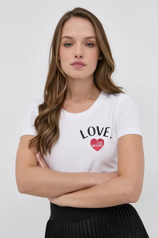 biały Love Moschino T-shirt