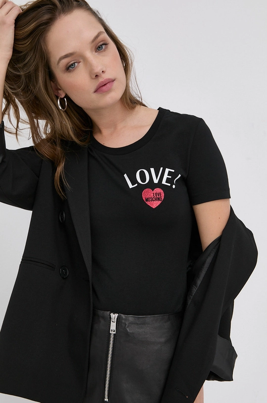 czarny Love Moschino T-shirt Damski