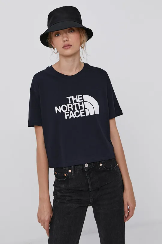 tmavomodrá Bavlnené tričko The North Face Dámsky