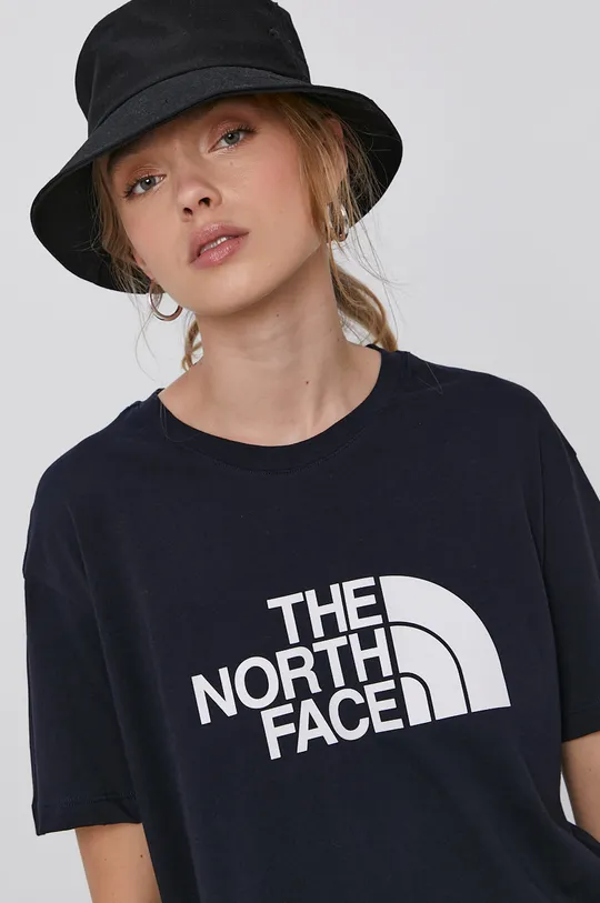 granatowy The North Face T-shirt bawełniany