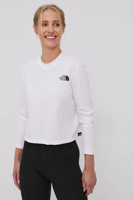 biały The North Face Longsleeve bawełniany