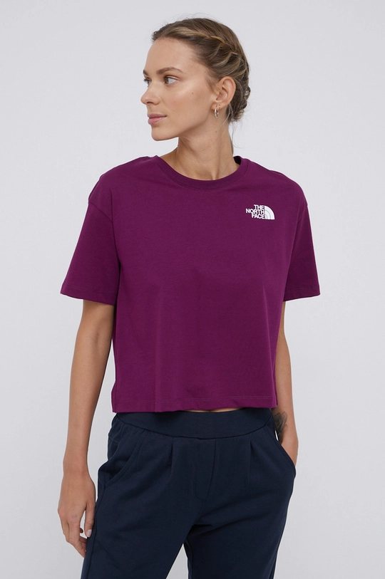 fioletowy The North Face T-shirt bawełniany Damski