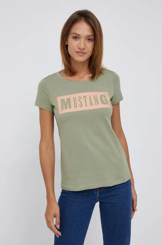 zielony Mustang T-shirt bawełniany Damski