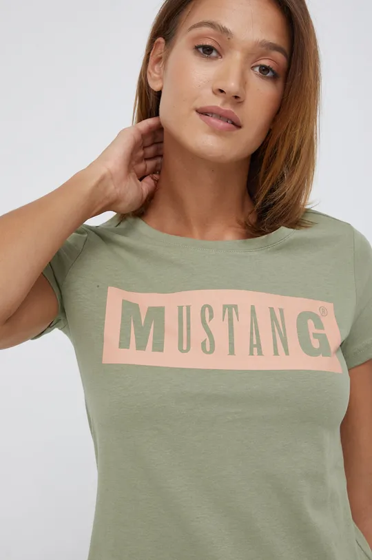 zielony Mustang T-shirt bawełniany