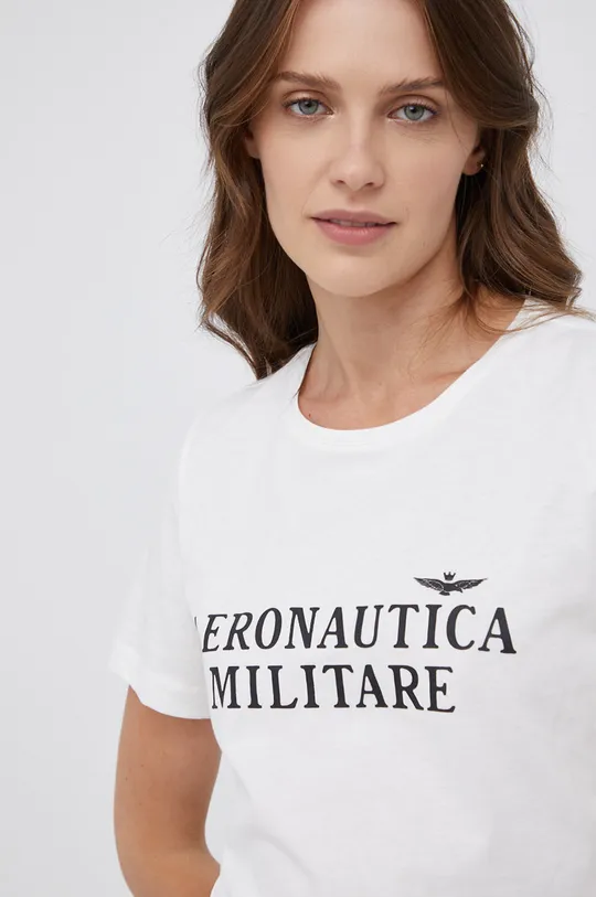 biały Aeronautica Militare T-shirt bawełniany Damski