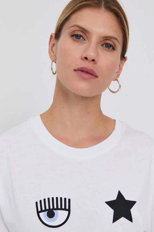 biały Chiara Ferragni T-shirt bawełniany Eyestar