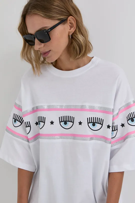 biały Chiara Ferragni T-shirt bawełniany