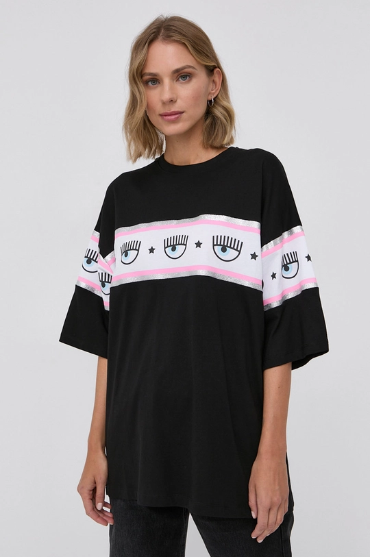 czarny Chiara Ferragni T-shirt bawełniany Damski