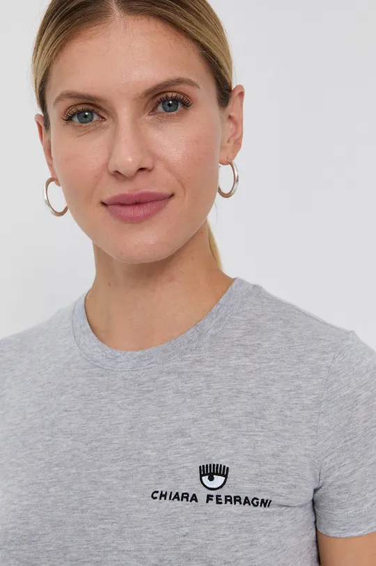 sivá Bavlnené tričko Chiara Ferragni Logo Basic