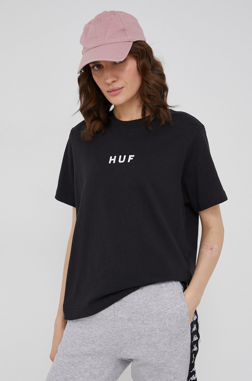 czarny HUF T-shirt bawełniany Damski