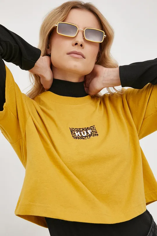 żółty HUF T-shirt bawełniany