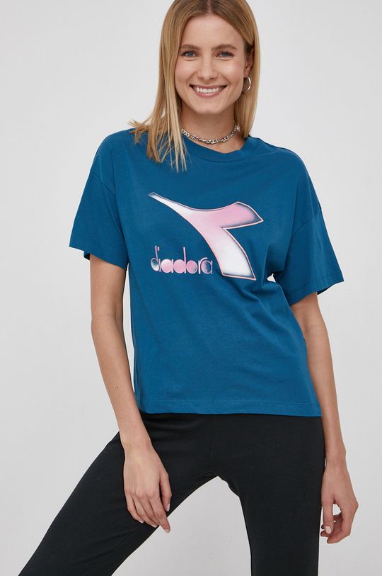 turkusowy Diadora T-shirt bawełniany Damski