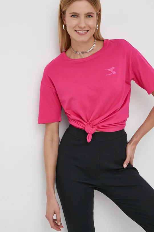 ροζ Βαμβακερό μπλουζάκι Diadora Γυναικεία
