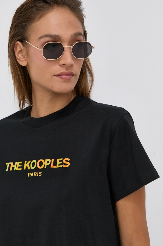 μαύρο Βαμβακερό μπλουζάκι The Kooples