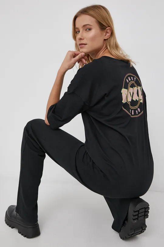μαύρο Βαμβακερό μπλουζάκι Roxy Γυναικεία