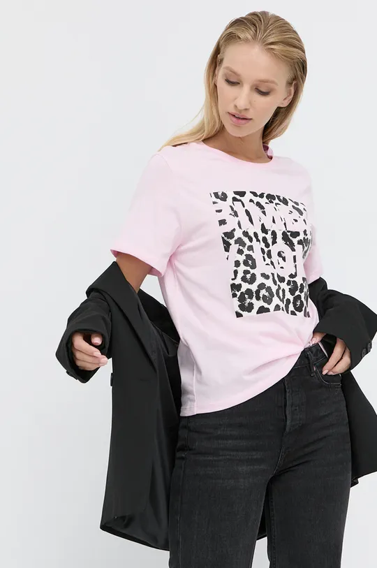 różowy BIMBA Y LOLA - T-shirt bawełniany Damski