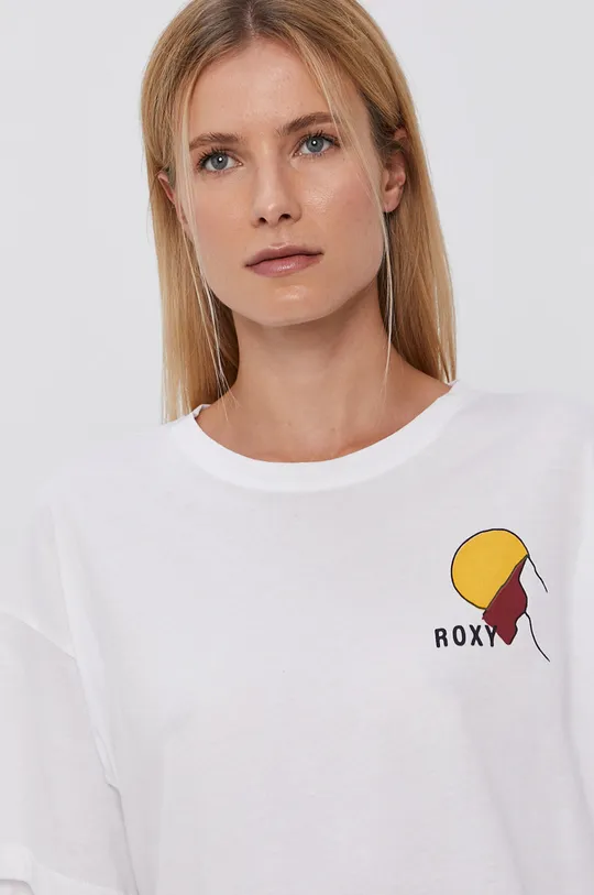 biały Roxy T-shirt bawełniany