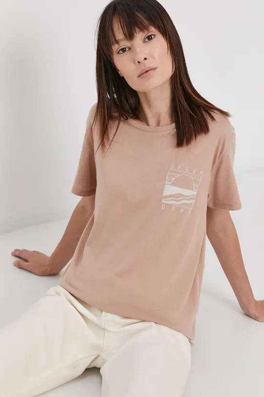 beżowy Billabong T-shirt bawełniany Damski