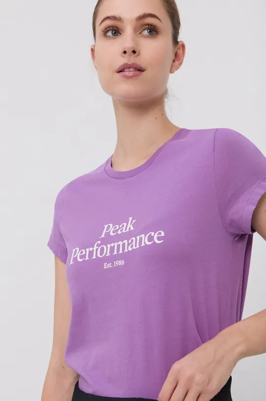 фиолетовой Хлопковая футболка Peak Performance Женский