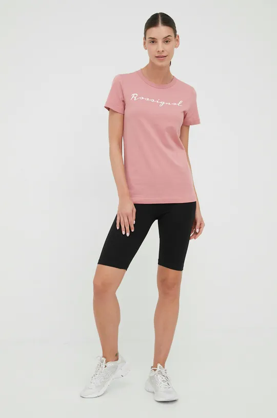 Βαμβακερό μπλουζάκι Rossignol ροζ