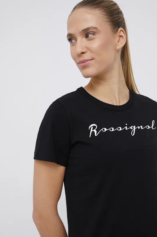 μαύρο Βαμβακερό μπλουζάκι Rossignol