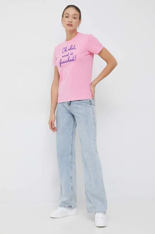 βαμβακερό μπλουζάκι MC2 Saint Barth ροζ