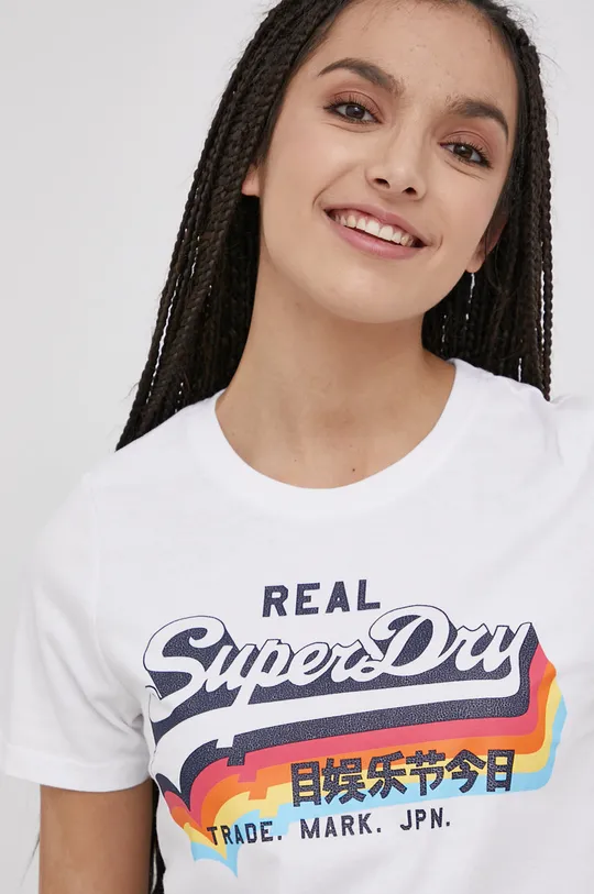 bijela Pamučna majica Superdry Ženski
