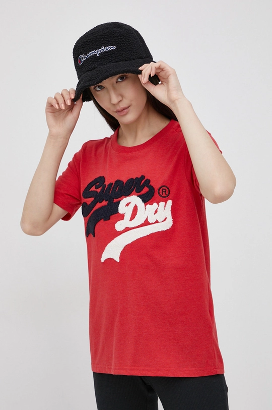 czerwony Superdry T-shirt Damski