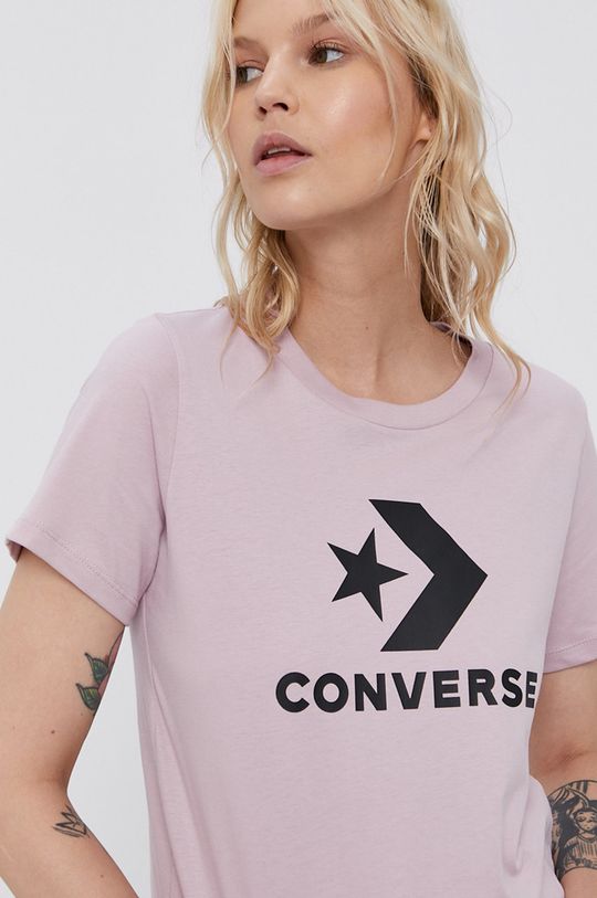 brudny róż Converse T-shirt bawełniany Damski