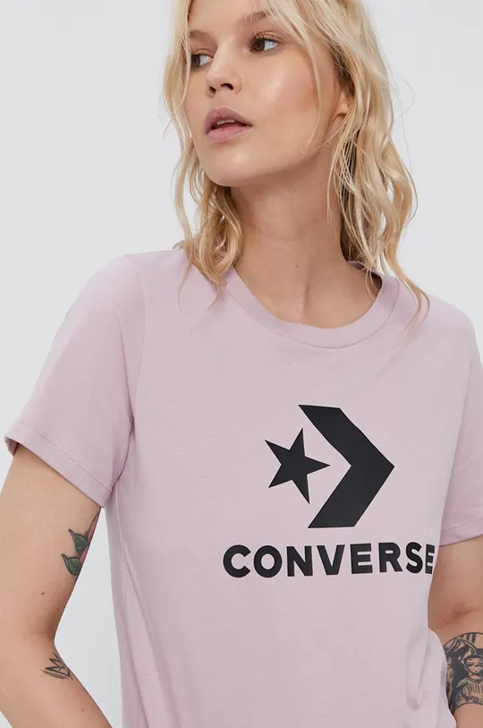 roza Pamučna majica Converse Ženski