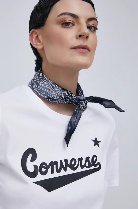 biela Bavlnené tričko Converse