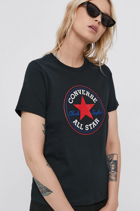 czarny Converse T-shirt bawełniany