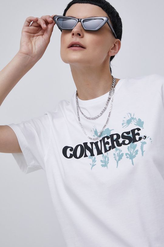 biały Converse T-shirt bawełniany Damski