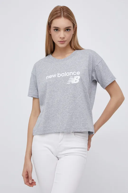 szary New Balance T-shirt WT03805AG Damski