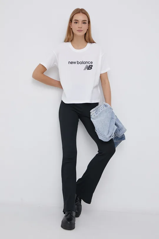 biały New Balance T-shirt WT03805WT Damski