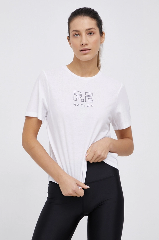 biały P.E Nation T-shirt bawełniany Damski