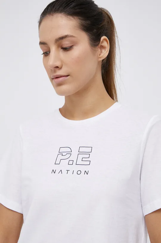 λευκό Βαμβακερό μπλουζάκι P.E Nation
