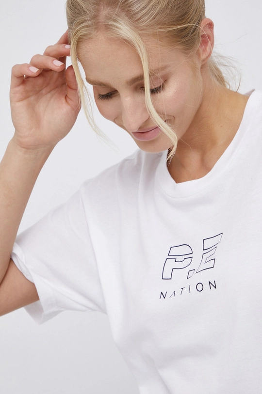 biały P.E Nation T-shirt bawełniany