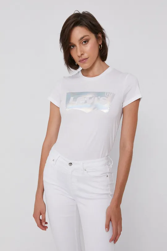 biały Levi's T-shirt bawełniany Damski